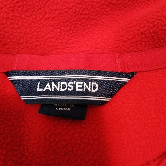 Lands End 1/4 Zip Fleece Pullover RED Womens Medium/Tall WARM COZY Jacket - Picture 16 of 16